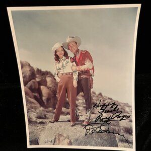 Roy Rogers Dale Evans Signed Autographed 8x10 Color Photo w COA Cowboy